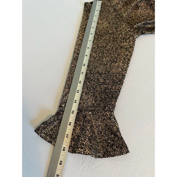 M&S Collection Women’s Copper Glitter Glam Bell Sleeve Boat Neck Drape Neck Lg - Picture 11 of 12